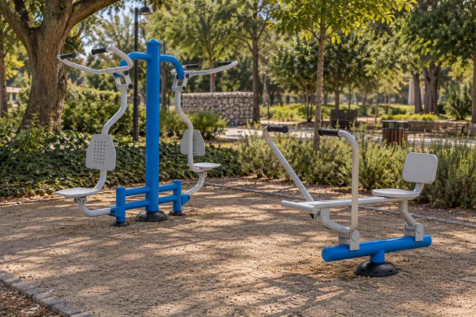 Aparatos de gimnasio al aire libre para ejercicios de brazos en parque