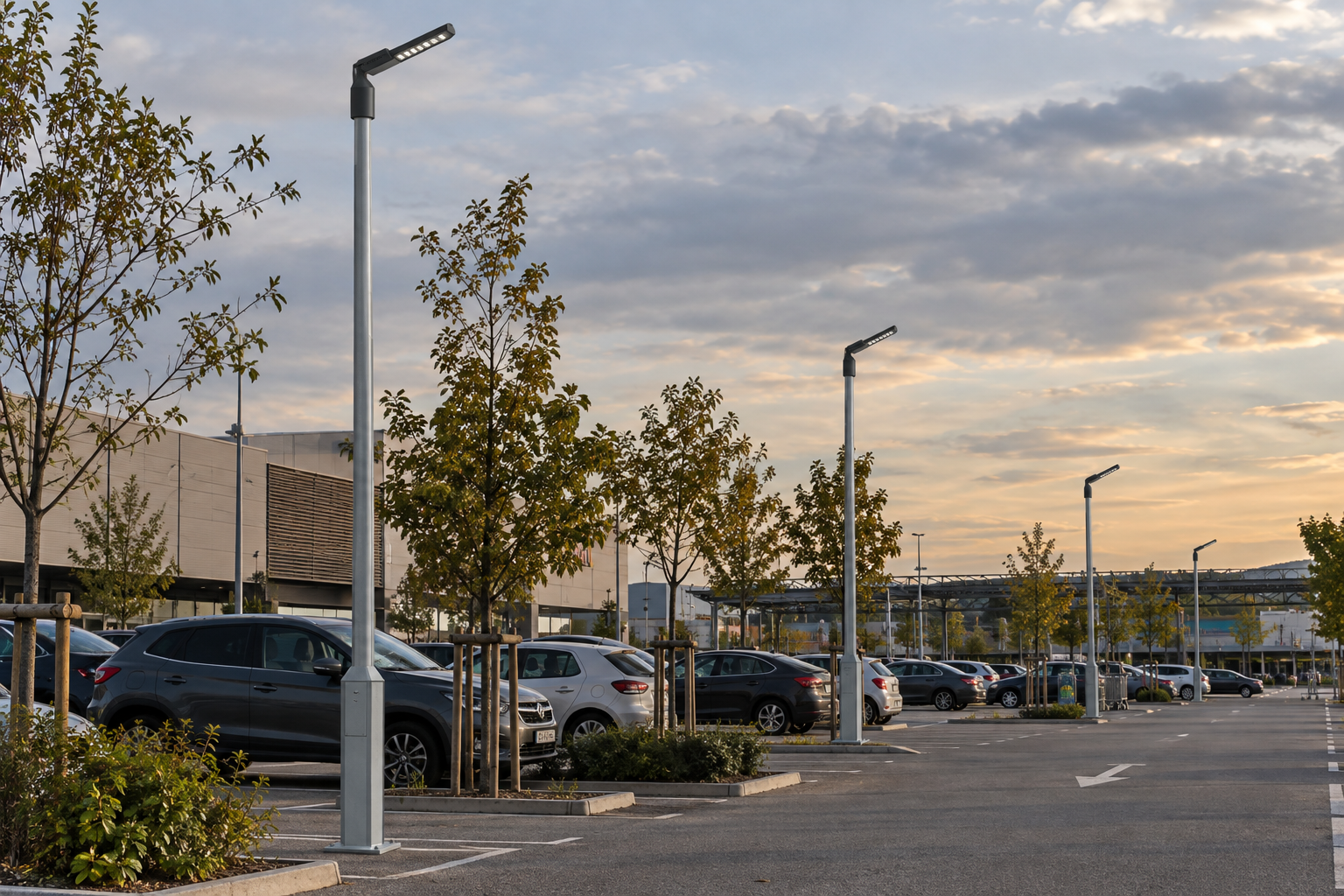 Farola galvanizada LED para alumbrado de parking de centro comercial
