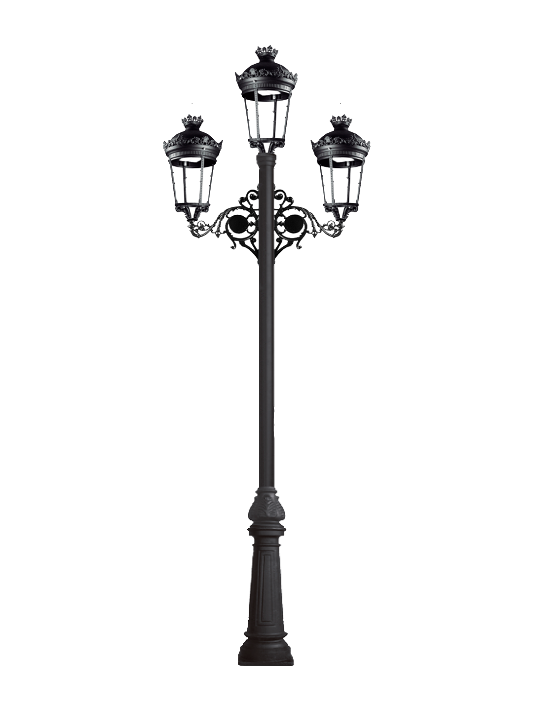 cartuja 02 Farola clásica Cartuja de fundición con tres luminarias decorativas