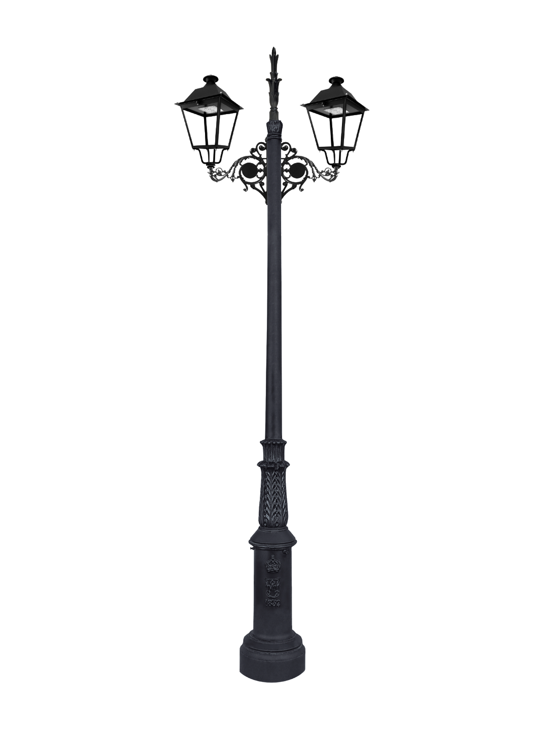 fernandina 02 Farola Fernandina con luminarias y brazos clásicos para plaza urbana