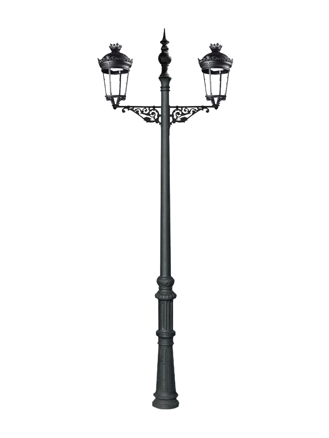 naranjo 03 Farola clásica modelo Naranjo de fundición con dos brazos y faroles clásicos