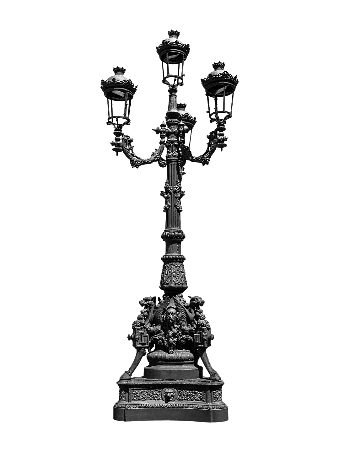 Farola ornamental clásica de fundición para alumbrado público urbano