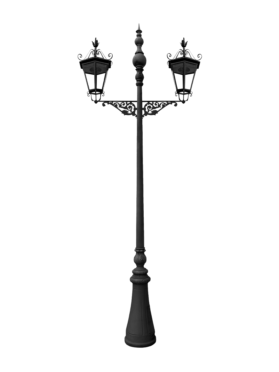 tavira 02 Farola Tavira clásica con doble brazo decorativo en fundición