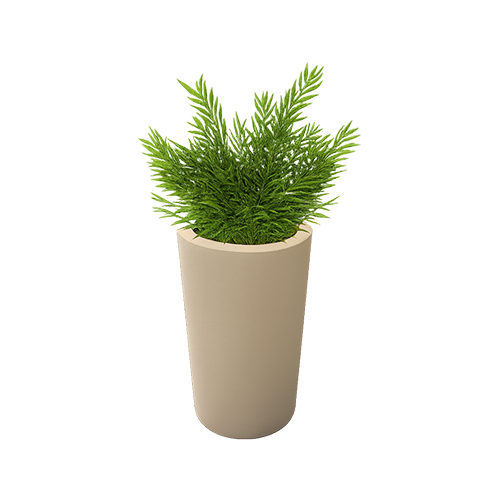 Jardinera Hormigón Cónica urbana de hormigón reforzado, acabados en blanco, gris o granito, fija al suelo