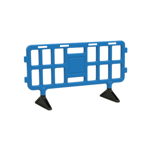 Valla Peatonal de polietileno rotomoldeado, resistente a impactos y UV, ligera, modular y fácil de transportar.