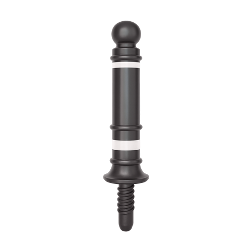 Pilona Plaza Durable de polietileno con núcleo de caucho reciclado y franjas reflectantes para seguridad urbana.