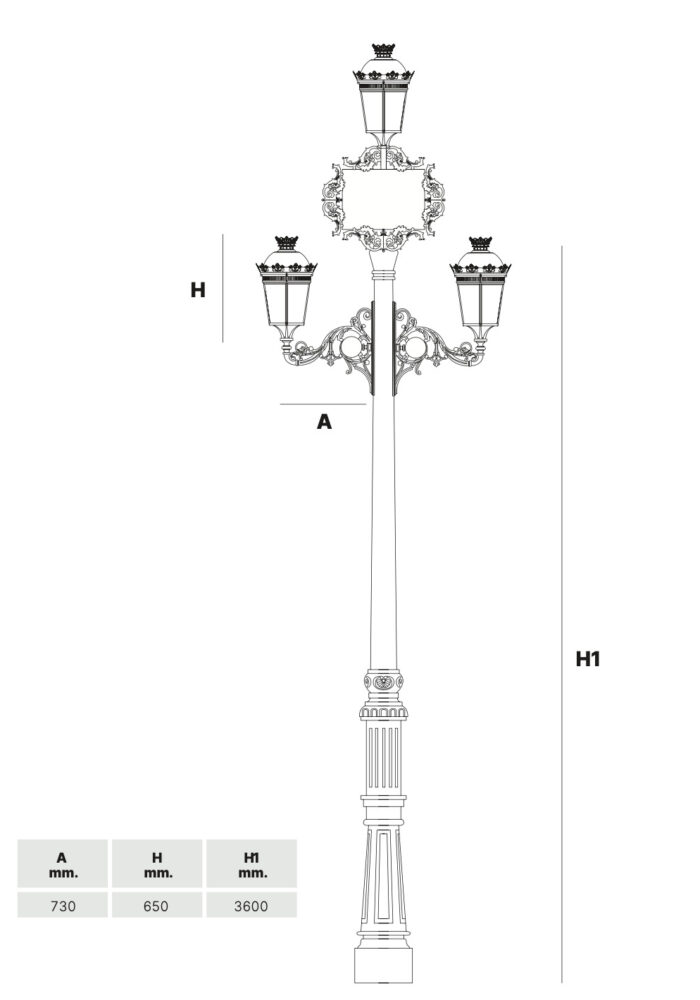 boceto-farola-naranjo-cartela-led-personalizada-iglesia-palmariana Boceto técnico de la Farola Naranjo con cartela ornamental a medida para integrar módulo LED de iluminación de fachada, proyecto Iglesia Palmariana