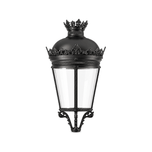 Farol Fernandino de fundición de aluminio con remate de corona ornamental para alumbrado público